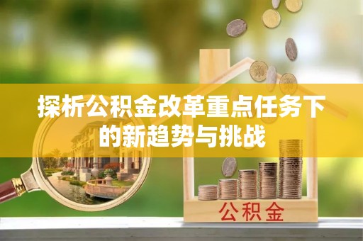 塔城探析公积金改革重点任务下的新趋势与挑战