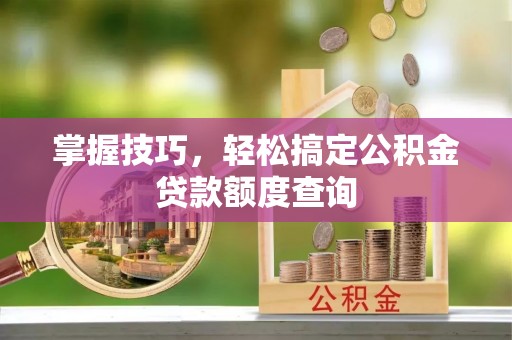 塔城掌握技巧，轻松搞定公积金贷款额度查询