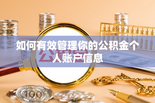 塔城如何有效管理你的公积金个人账户信息