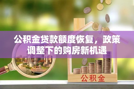 塔城公积金贷款额度恢复，政策调整下的购房新机遇